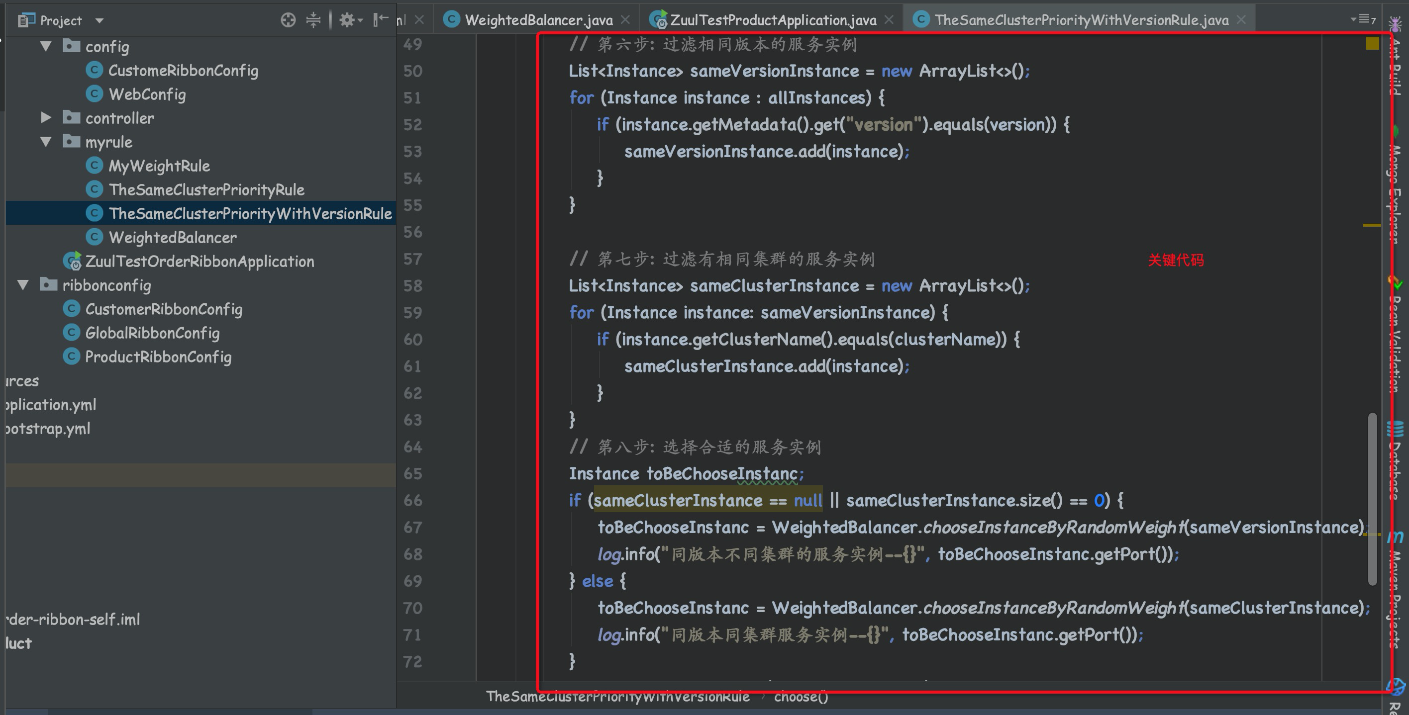 nacos-custom-ribbon-rule-canary-cluster-version
